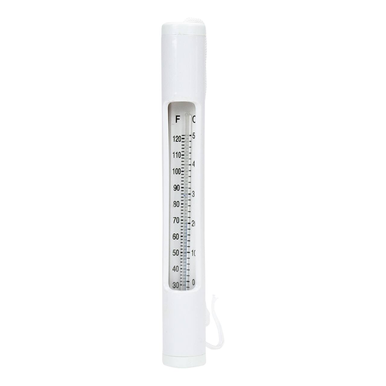 6.75" White Round Swimming Pool Thermometer with White Cord